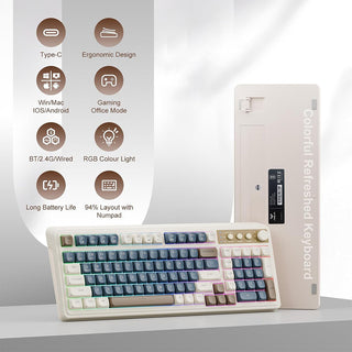 Sakerplus Tri-Mode RGB Gaming Keyboard