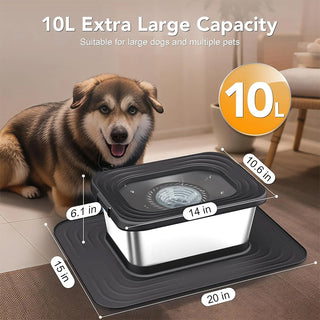 Sakerplus® 10L Stainless Steel No Spill Pet Bowl