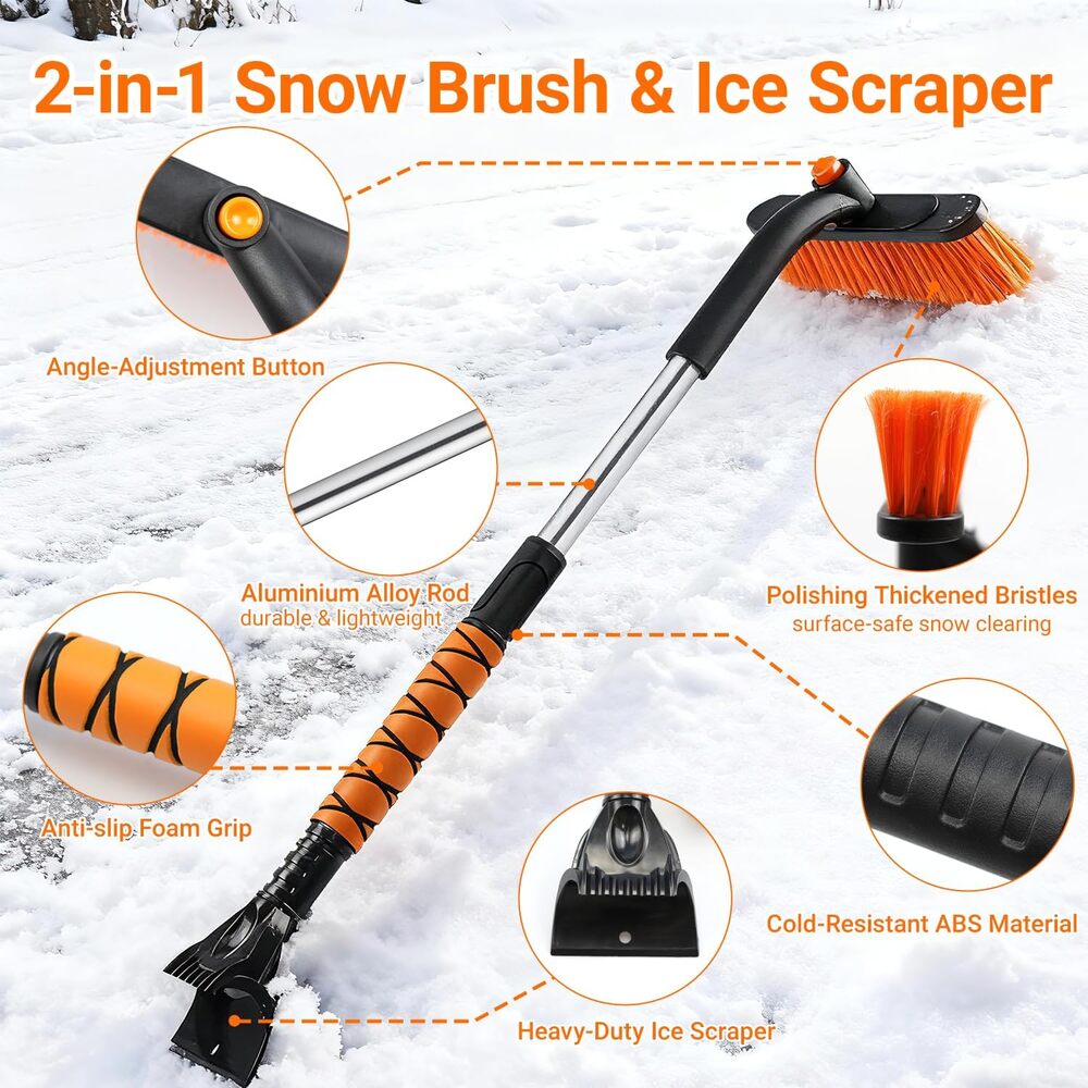 Sakerplus®  3-in-1 Extendable Snow Brush Ice Scraper