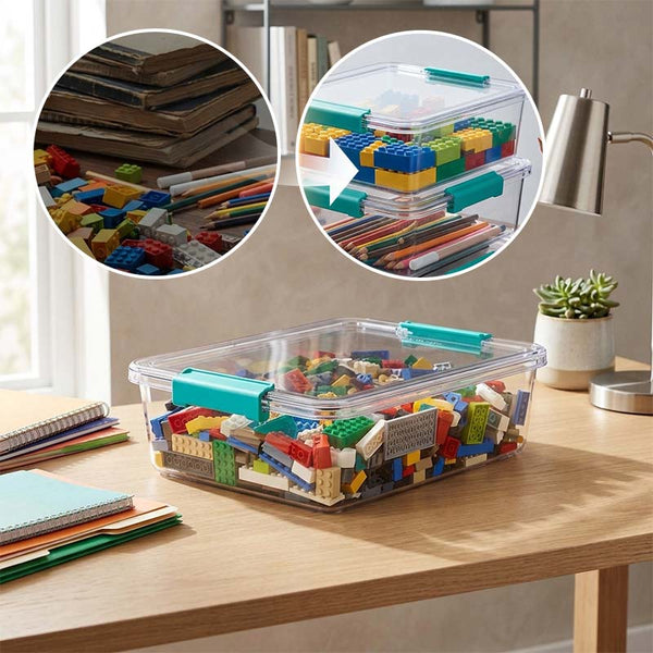 Sakerplus® Transparent Stackable Storage Box with Lid