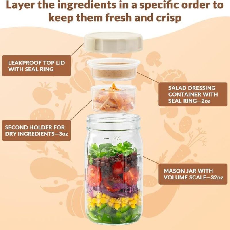 Sakerplus® Salad Dressing Container Glass Jars