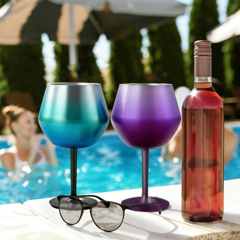 Sakerplus® Stemmed Stainless Steel Wine Glass