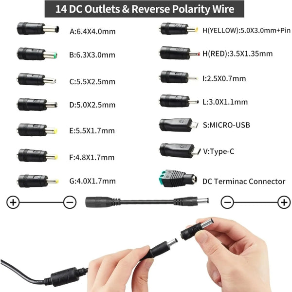 Sakerplus® Adjustable Universal Power Supply Adapter Tips