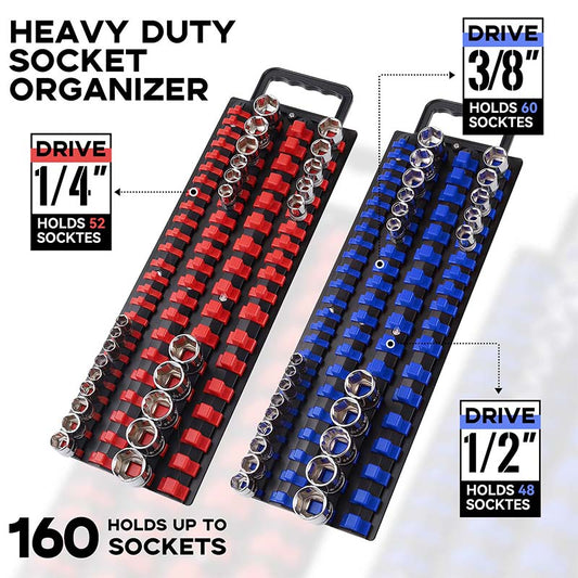 SAKER 80-Piece Portable Socket Organizer Tray, 2 Pcs Set