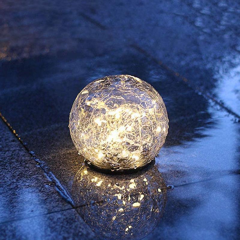 Solar LED Crackle Glass Ball Ground Lights