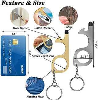 3pcs No Touch Door Opener EDC Hand Tools With Keychain Pendant