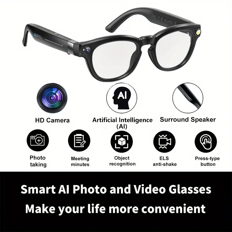 Sakerplus AI Camera Bluetooth Smart Glasses