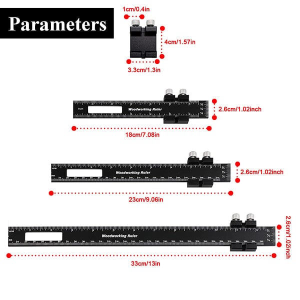 Saker Woodworking Multi-Function Marking Ruler Set