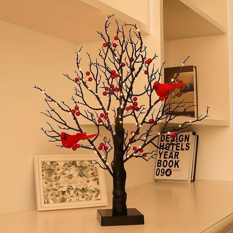 Sakerplus Vintage Glowing Tree With Cardinals Lamp