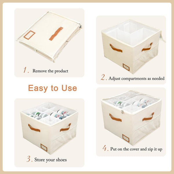 Sakerplus® Fabric Shoe Storage Organizer Bin Box