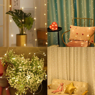 Sakerplus® LED Copper String Curtain Lights with USB Remote