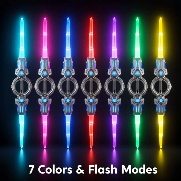 Sakerplus® Retractable Rotating Dual Blade Light Up Sword