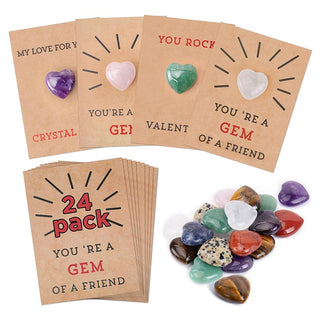 Sakerplus® 24 Pack Valentines Cards with Heart-Shape Crystals