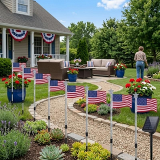 Sakerplus® Patriotic Solar Flag Light Set