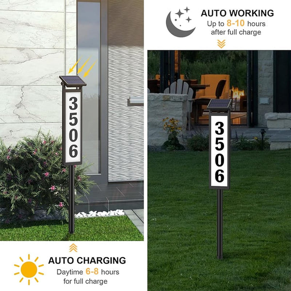 Sakerplus® Solar LED House Address Sign