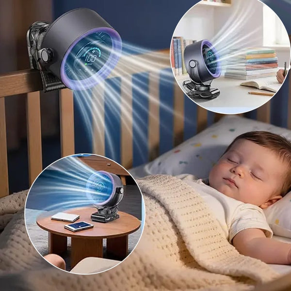 Sakerplus® Clip-On LCD Desk Fan