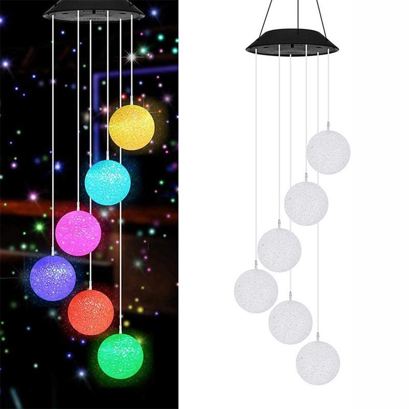 Outdoor Solar Powered Crystal Ball Light Wind Chime Lights