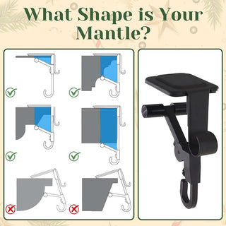 Sakerplus Adjustable Fireplace Garland And Stocking Hanger