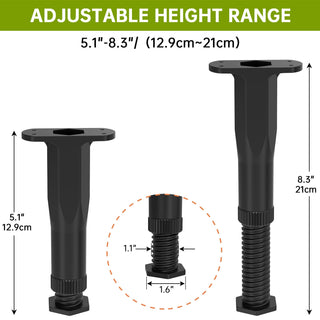 Sakerplus 6 Pcs Adjustable Height Bed Support Legs