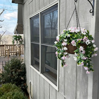 Sakerplus® Faux Crepe Myrtle Hanging Flower Basket 2 Pack