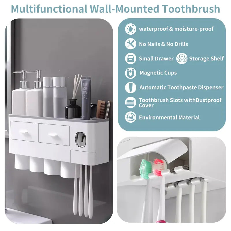 Sakerplus® Tooth Brush Holder For Bathroom Wall Mounted
