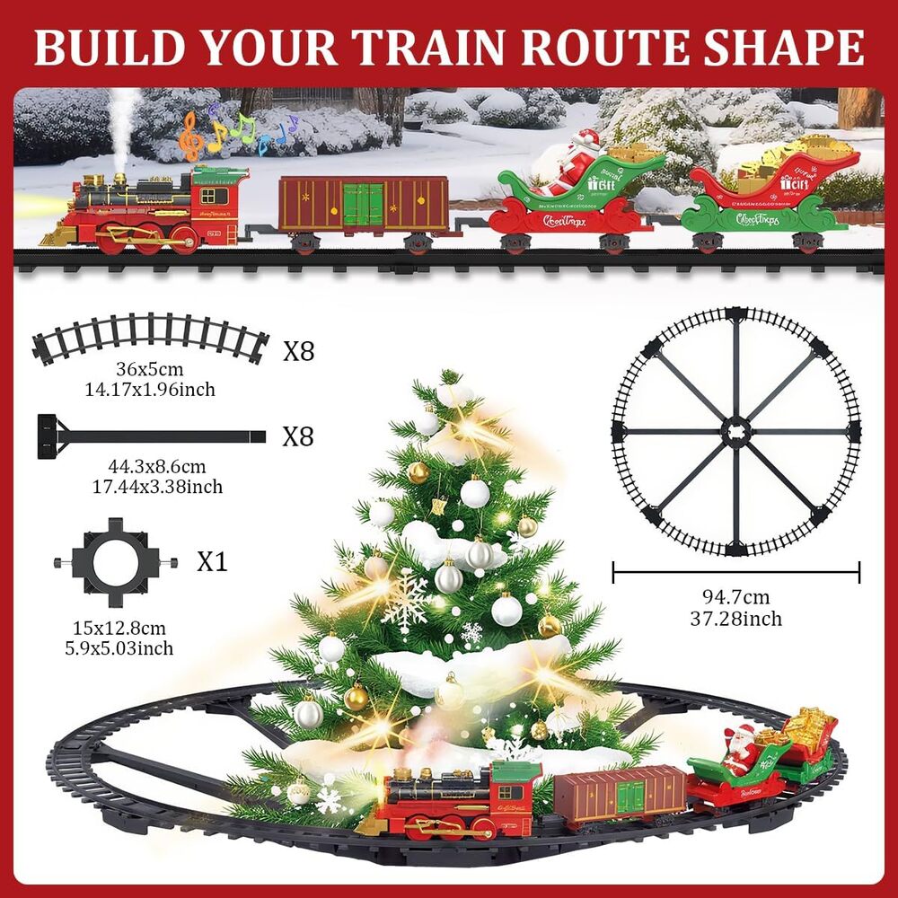 Sakerplus Electric Christmas Train Toy Set