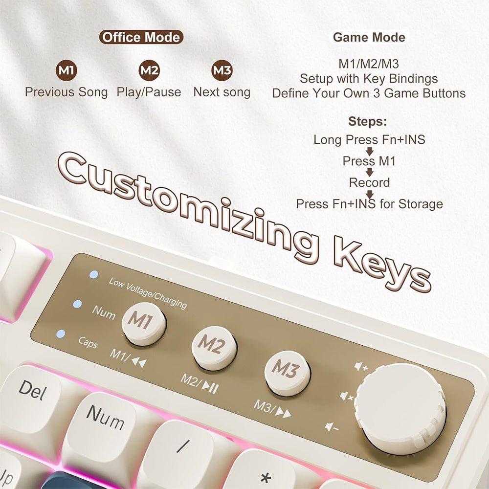 Sakerplus Tri-Mode RGB Gaming Keyboard