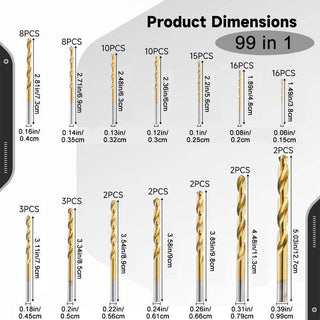 SAKER 99pcs High Speed Steel Drill Bit Set