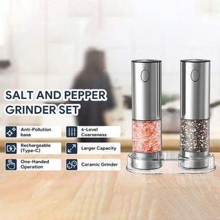Sakerplus Rechargeable Electric Salt and Pepper Grinder Set