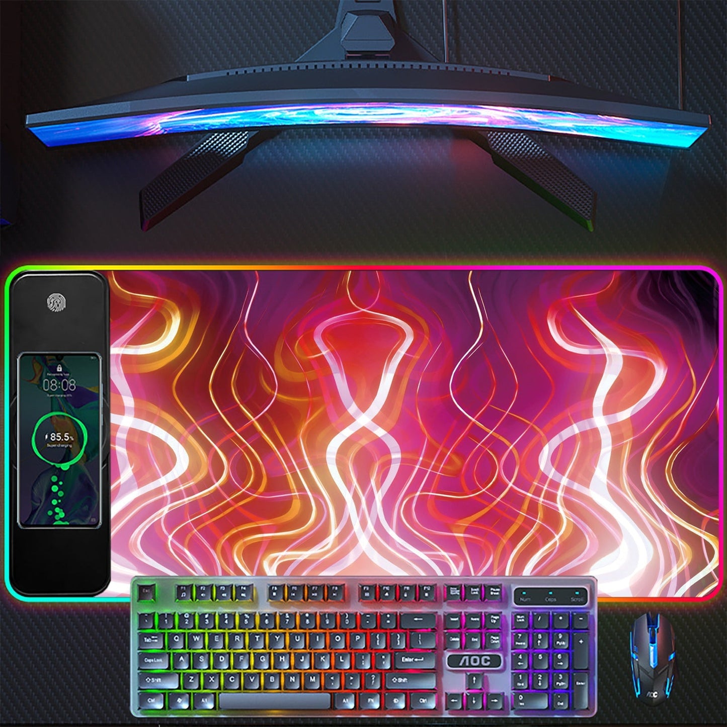 SAKER Wireless Charging RGB Gaming Mouse Pad