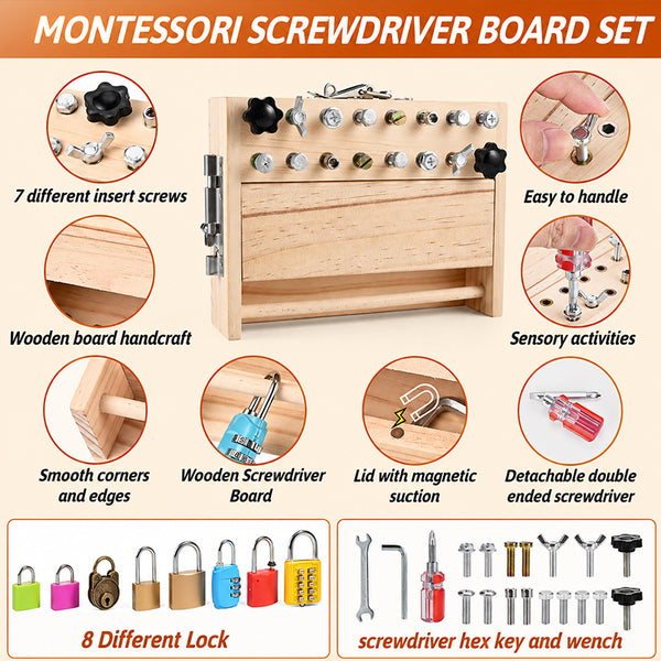 Sakerplus® Montessori Screwdriver Lock And Key Board