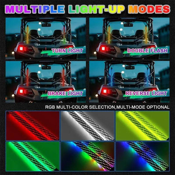 Sakerplus® Spiral RGB LED Whip Lights Set