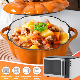 Sakerplus® Enameled Cast Iron Pumpkin Dutch Oven