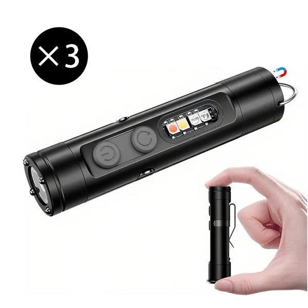 Sakerplus® 5-In-1 Rechargeable Keychain Survival Flashlight