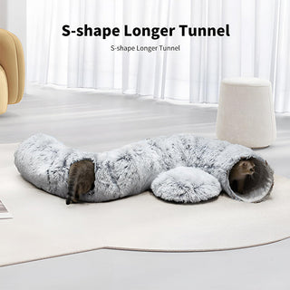 Sakerplus® Cat Tunnel Bed with Plush Cushion