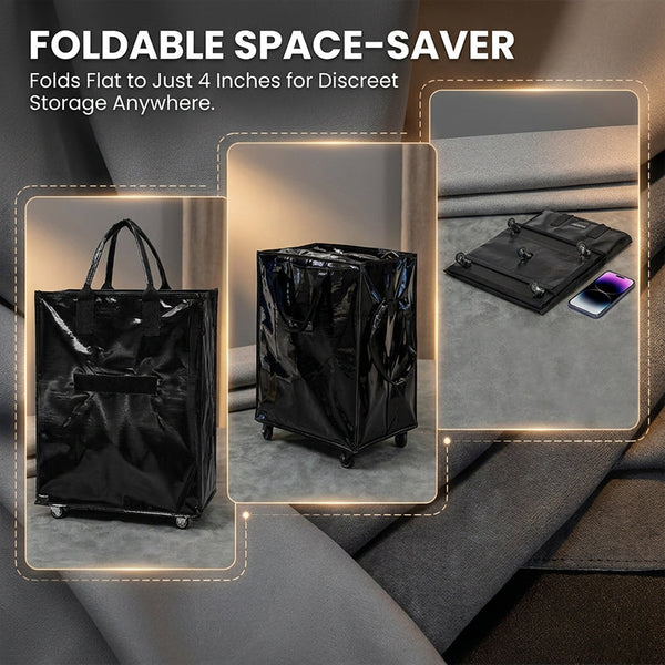 Sakerplus® Foldable Rolling Tote Bag With Wheels
