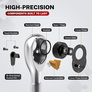 Sakerplus® Stubby Ratchet Set with Reversible Head