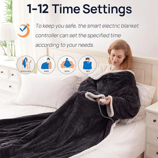 Sakerplus® Electric Wearable Throw Blanket with Sleeves