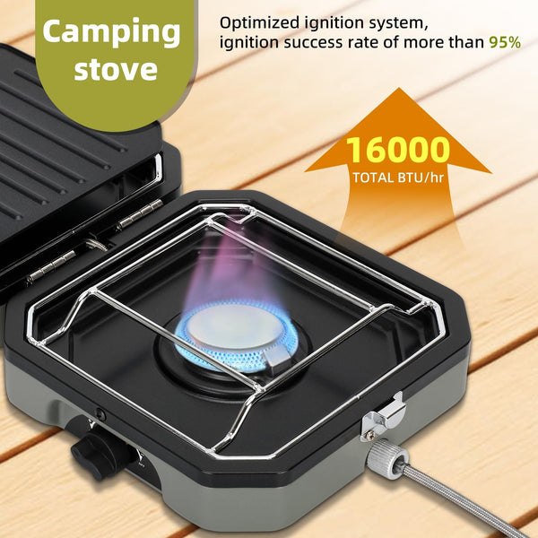 Sakerplus® 2 Burner Propane Camping Stove with Grill