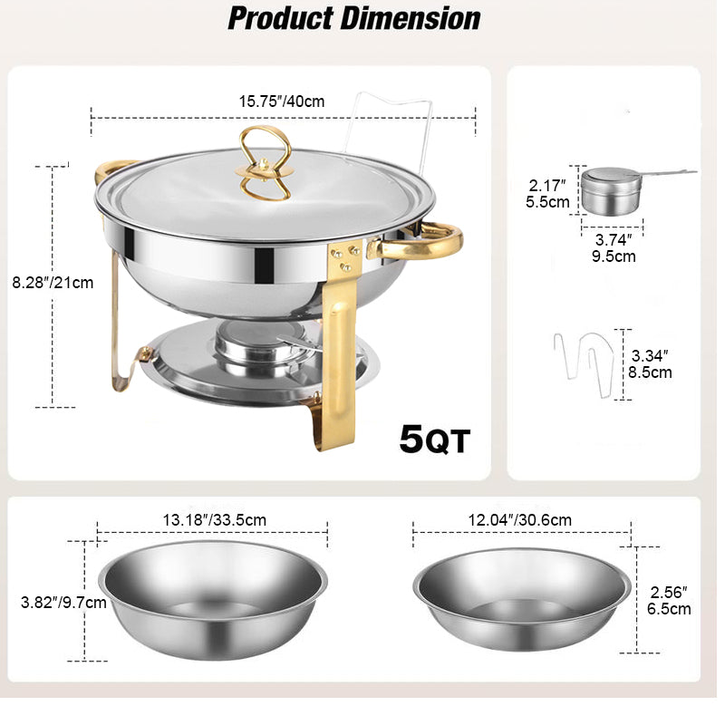 Sakerplus® Round Stainless Steel Chafing Set