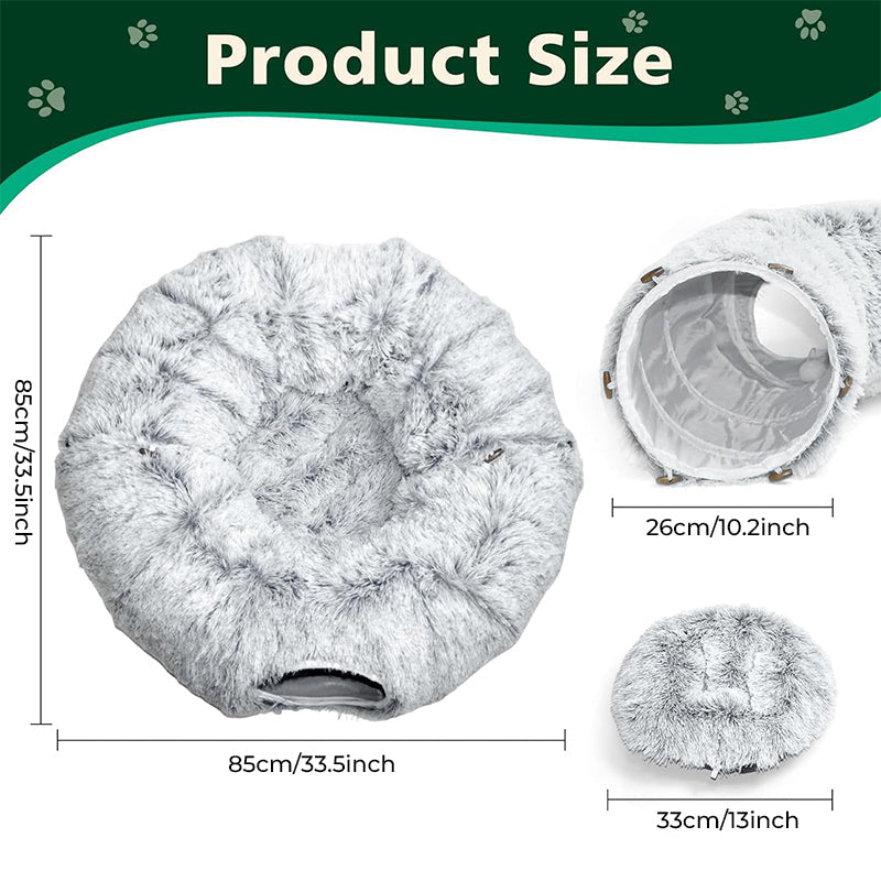 Sakerplus® Cat Tunnel Bed with Plush Cushion