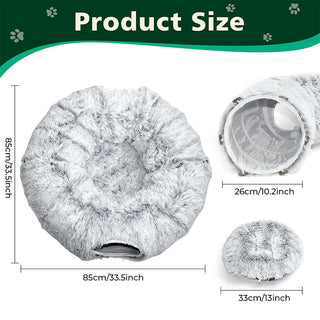 Sakerplus® Cat Tunnel Bed with Plush Cushion