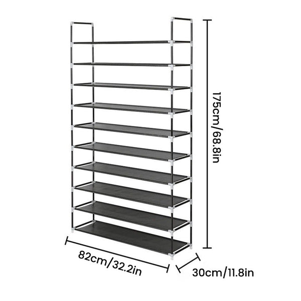 Sakerplus® 10-Tier Black Metal Shoe Storage Rack