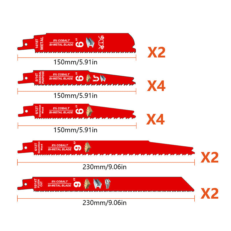 Sakerplus Pack of 6-Inch Metal Sawzall Blades