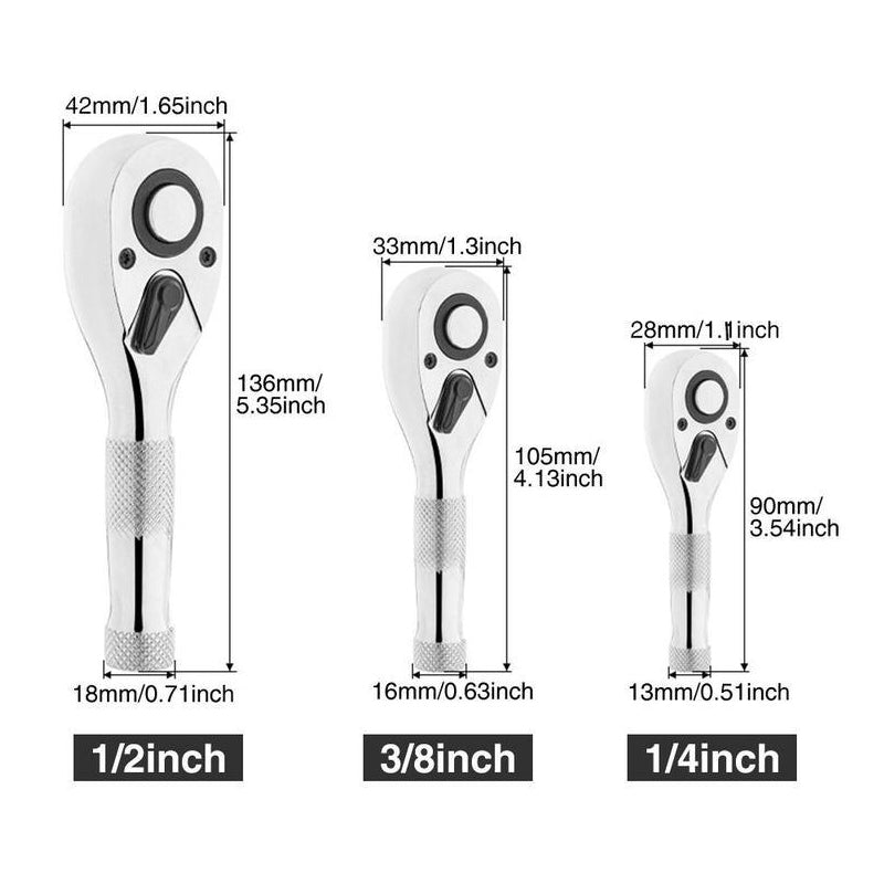 Sakerplus® Stubby Ratchet Set with Reversible Head