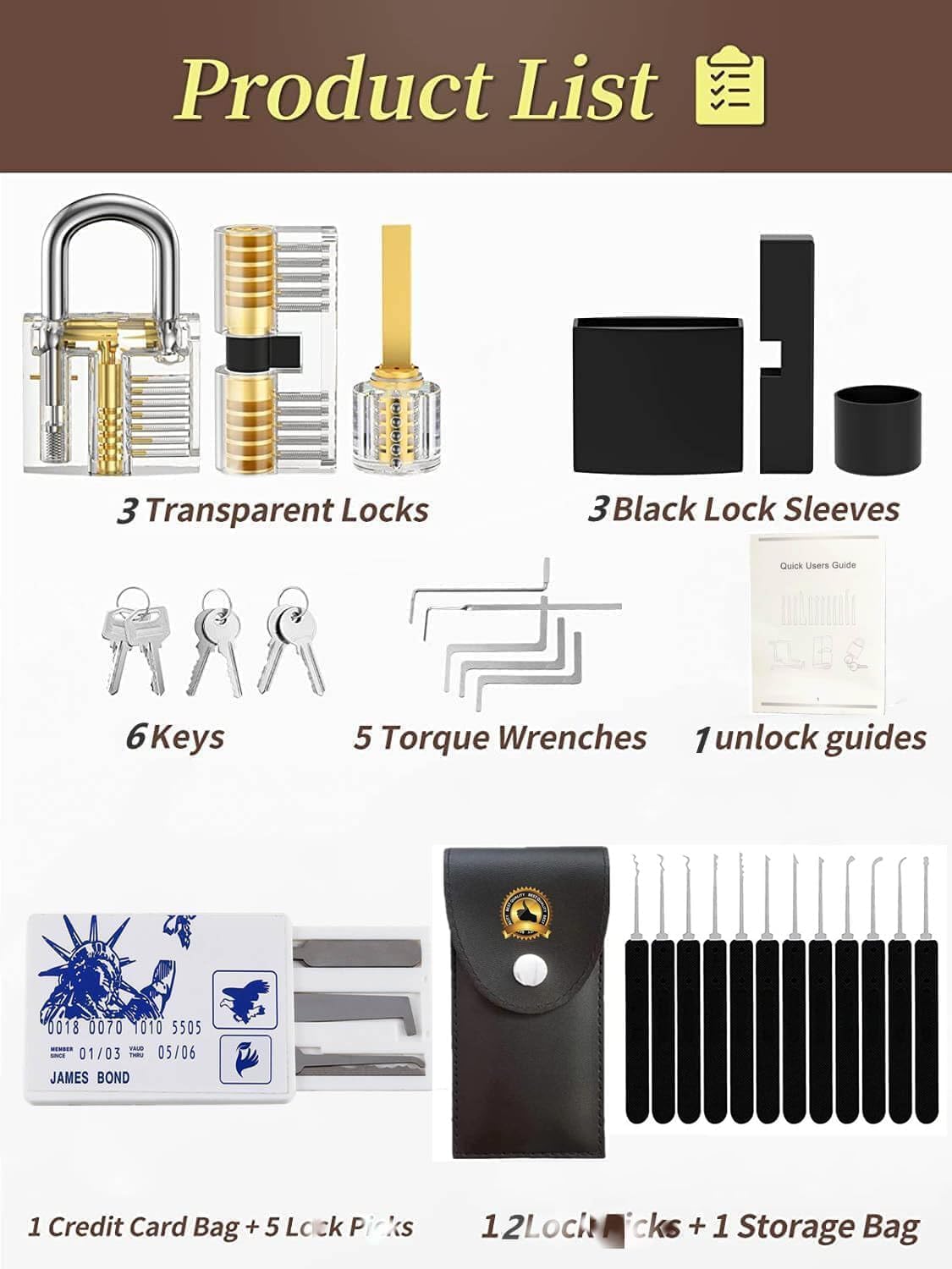 Sakerplus Waterproof Long Shackle Padlock Set