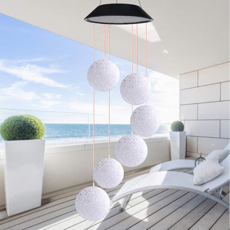Outdoor Solar Powered Crystal Ball Light Wind Chime Lights