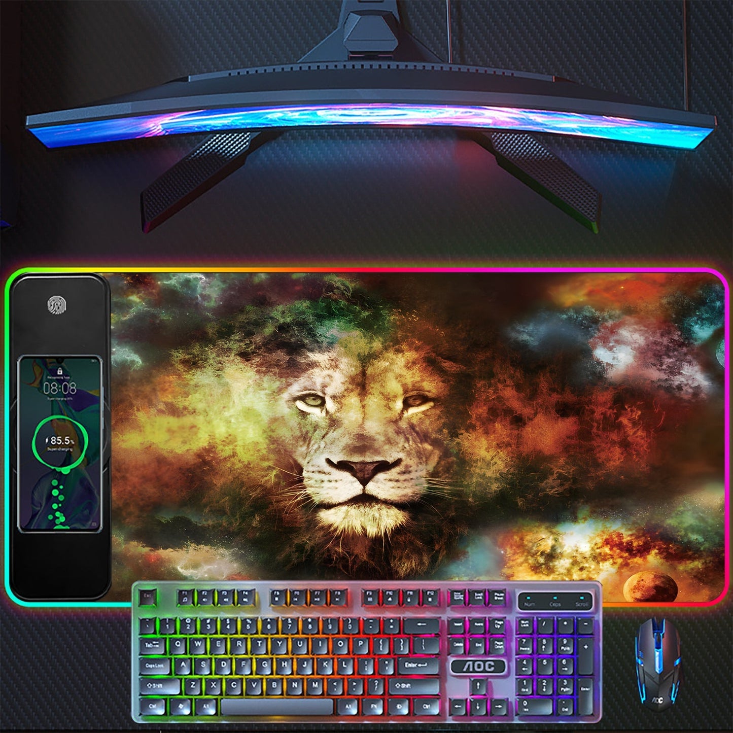 SAKER Wireless Charging RGB Gaming Mouse Pad