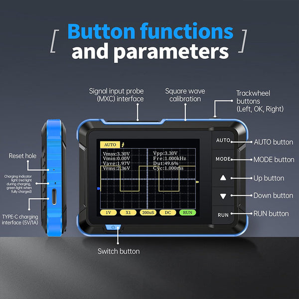 Sakerplus® Compact Handheld Digital Oscilloscope