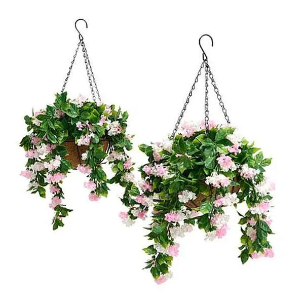 Sakerplus® Faux Crepe Myrtle Hanging Flower Basket 2 Pack